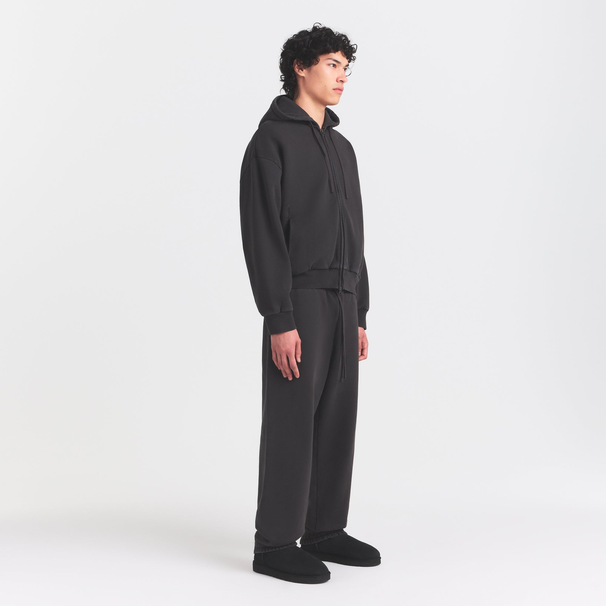 HEAVYWEIGHT FLEECE MENS ZIP UP HOODIE | WASHED ONYX